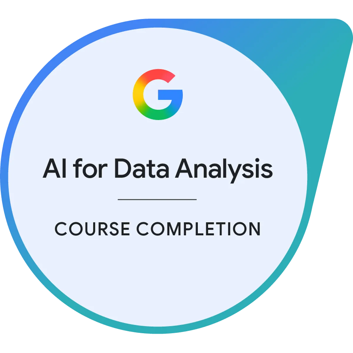 Maik Ellerbrock's verified Google AI for Data Analysis badge issued by Coursera