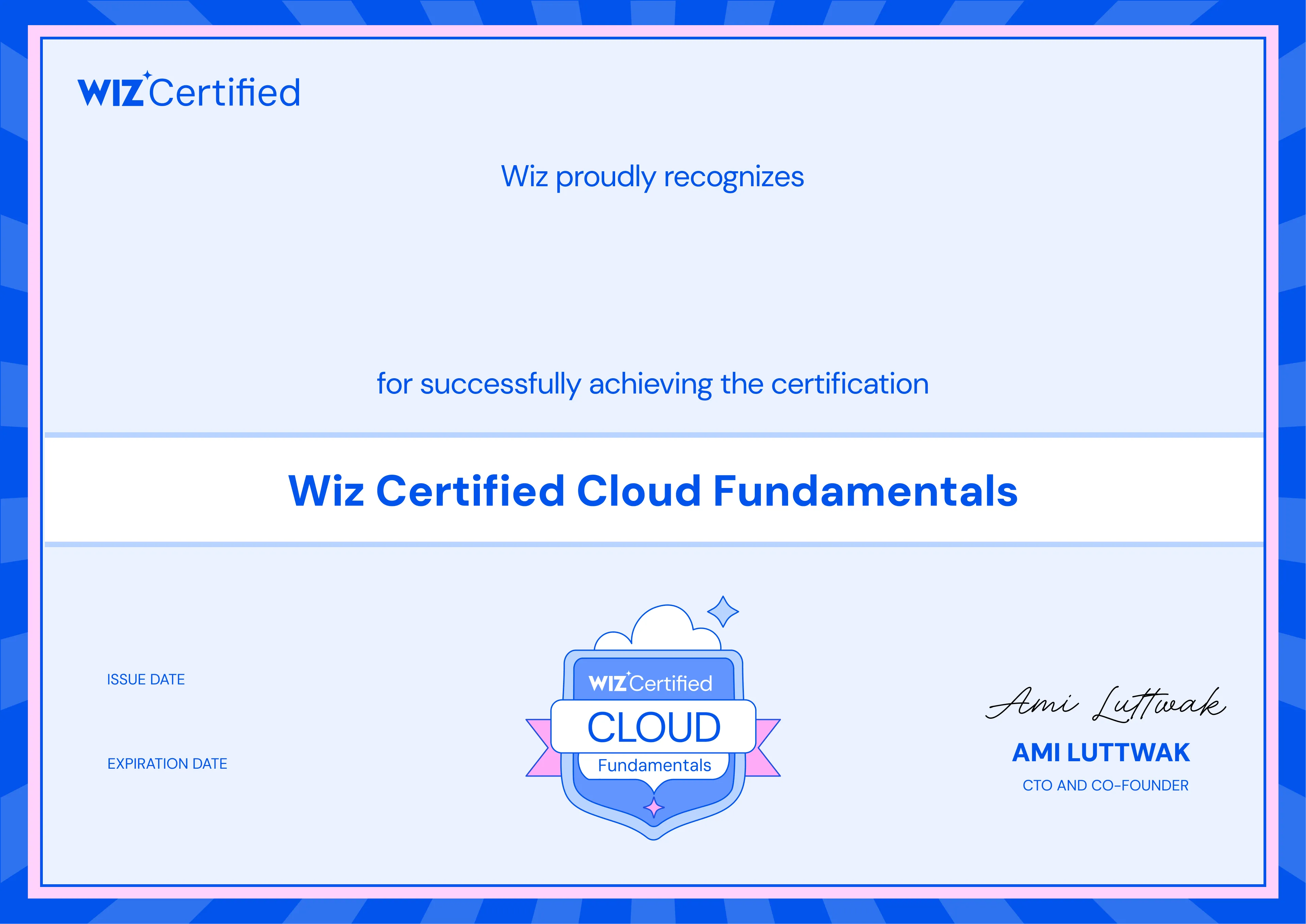 Maik Ellerbrock's verified Wiz Certified Cloud Fundamentals Certification badge issued by Wiz